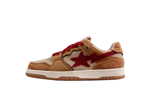 BAPE STA Low-Top Sneakers in Red and Brown - Phantom Kicks
