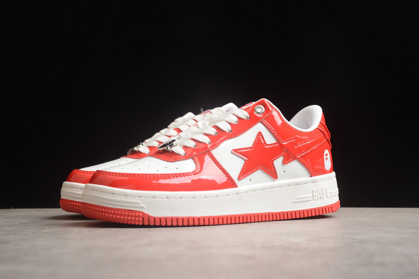 BAPE STA Low-Top Sneakers in Red and White - Phantom Kicks