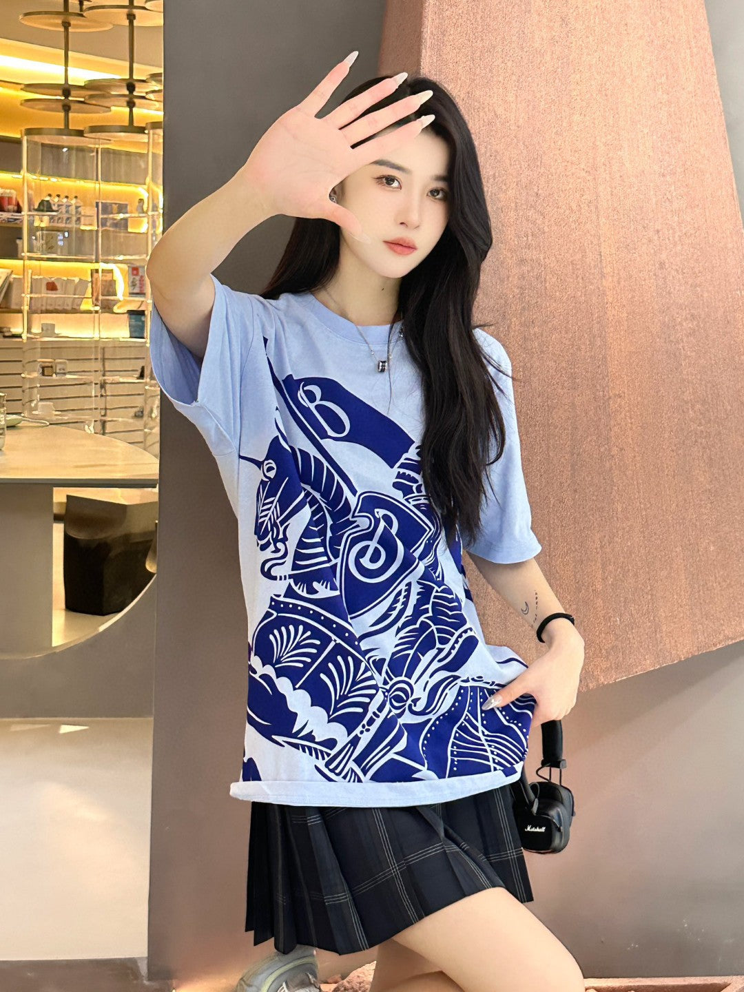 Burberry Knight Print T-Shirt (Light Blue) - Phantom Kicks