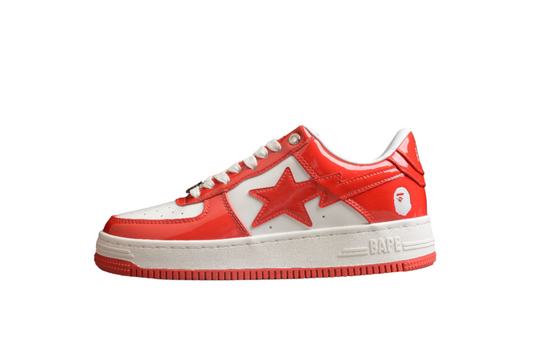 BAPE STA Low-Top Sneakers in Red and White - Phantom Kicks