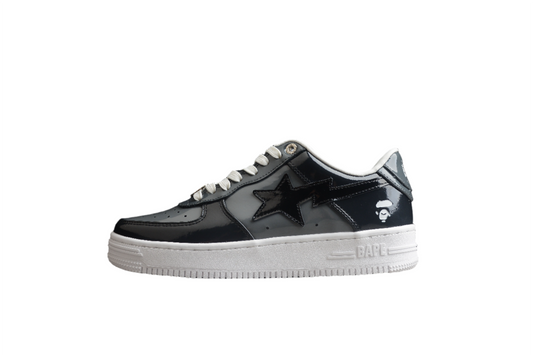 BAPE STA Black Patent Leather Low-Top Sneakers - Phantom Kicks