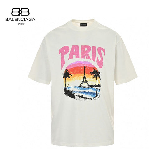 Balenciaga White T-Shirt with Paris Graphic - Phantom Kicks