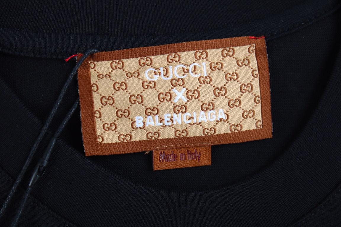 GUCCI x BALENCIAGA FLOWER LOGO T-SHIRT BLACK - Phantom Kicks