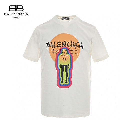 Balenciaga White T-Shirt with Graphic Design - Phantom Kicks