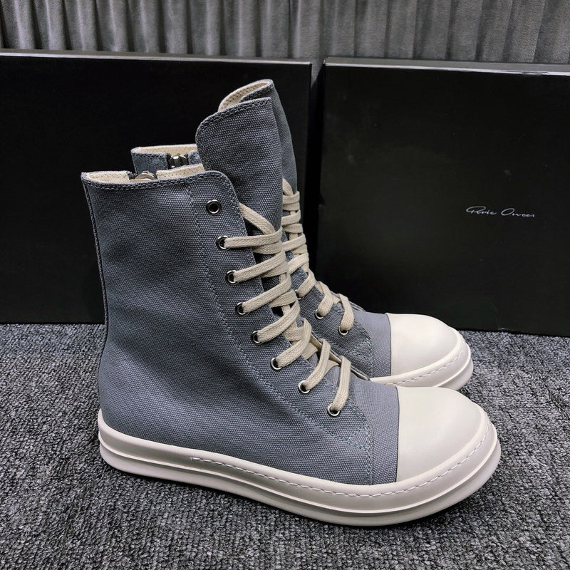 High-Top Grey Canvas Sneakers - Phantom Kicks