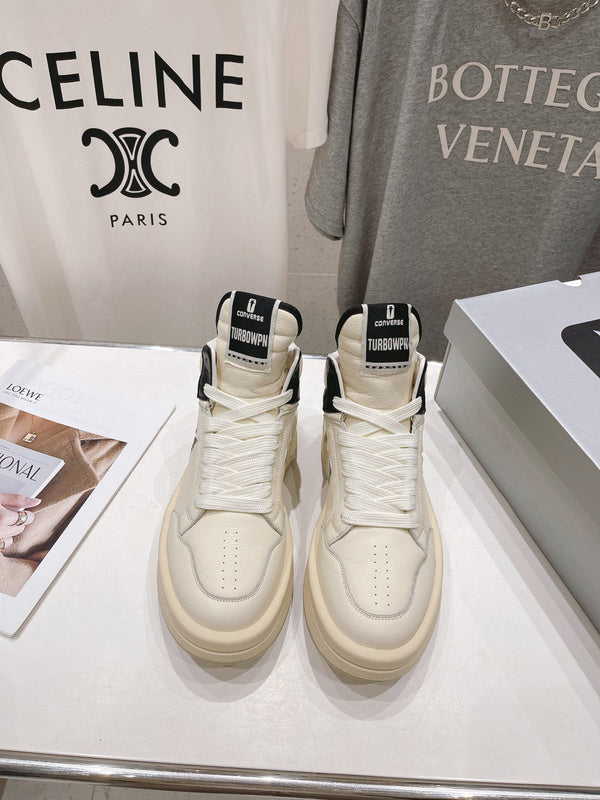 Rick Owens Cream and Black High-Top Sneakers - Phantom Kicks