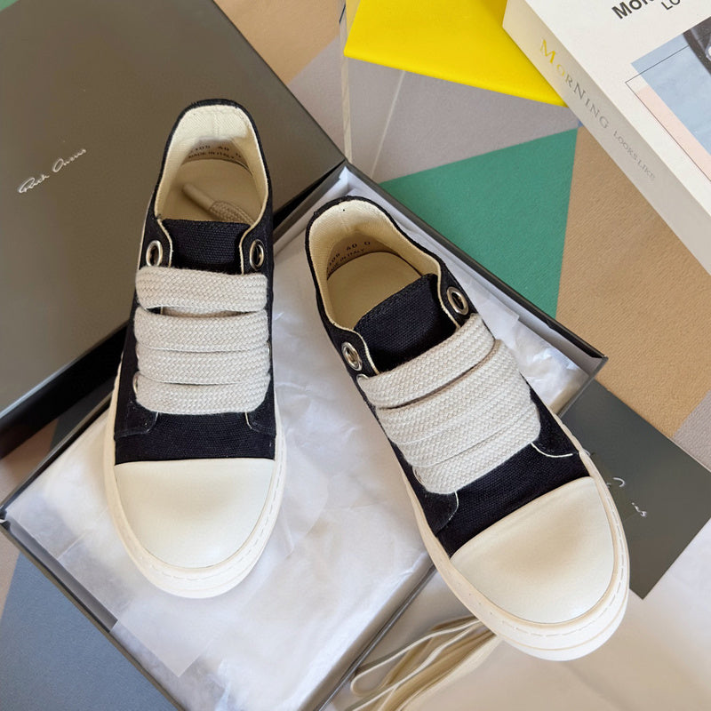 Rick Owens Black Canvas Low-Top Sneakers - Phantom Kicks