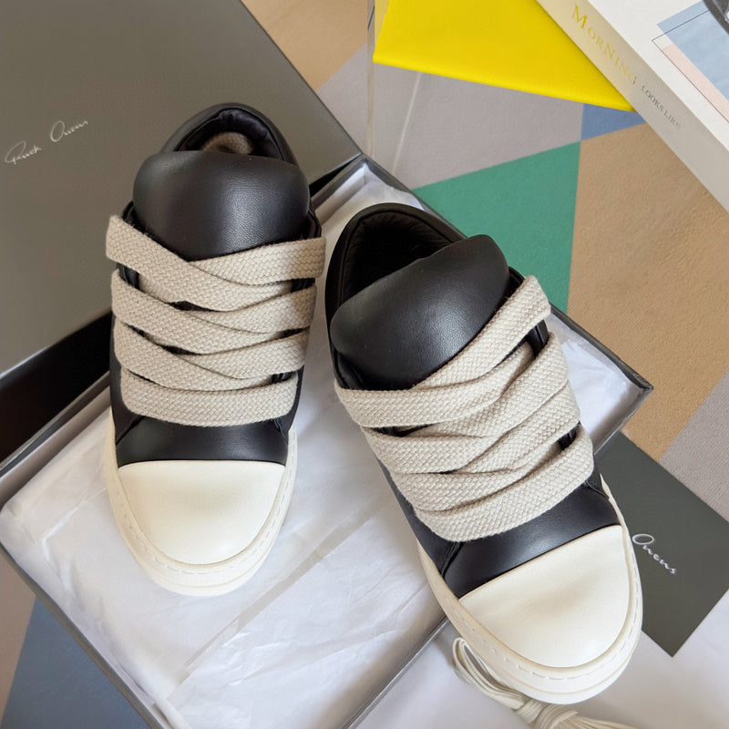 Rick Owens Black and White Low-Top Sneakers - Phantom Kicks