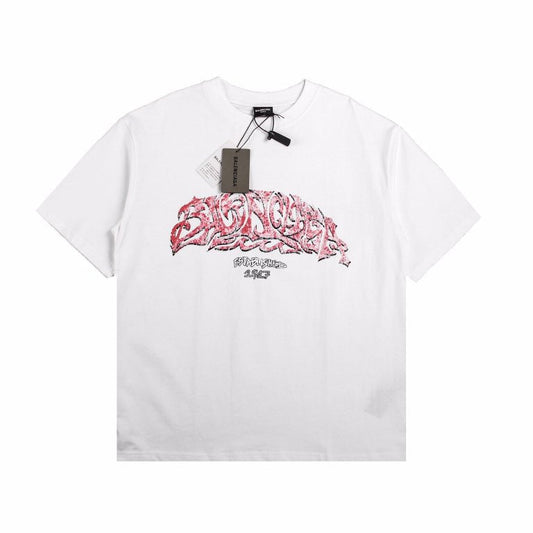 BALENCIAGA GRAFFITI LOGO T-SHIRT WHITE - Phantom Kicks