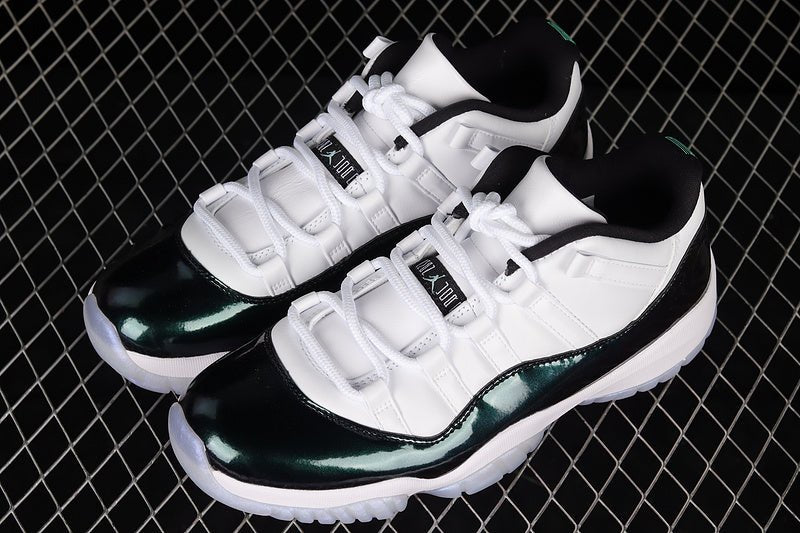 AIR JORDAN 11 RETRO LOW EMERALD WHITE/EMERALD RISE-BLACK - Phantom Kicks