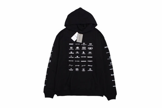 Balenciaga Black Multilogo Hoodie - Phantom Kicks
