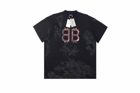 Balenciaga Distressed BB Logo T-Shirt - Phantom Kicks