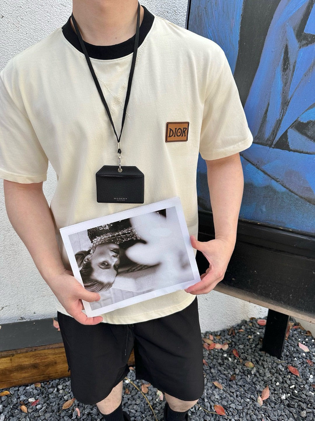 Dior Cream T-Shirt with Black Trim - Phantom Kicks