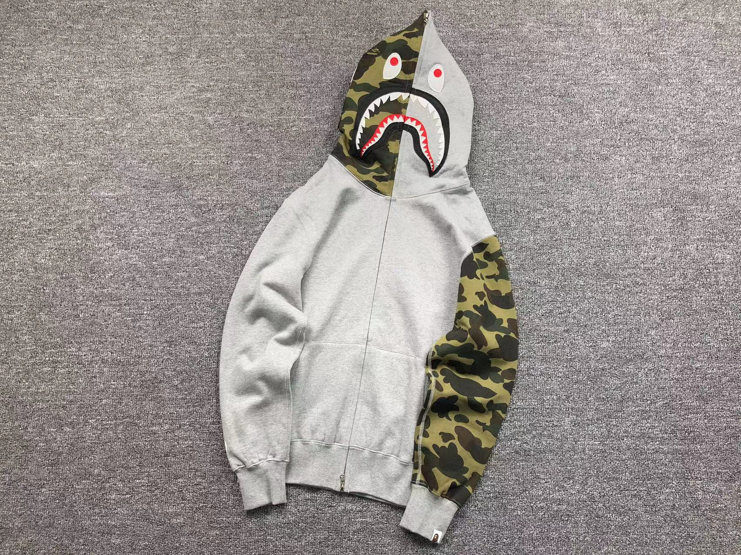 BAPE GREEN CAMO FULL ZIP HOODIE GREY - Phantom Kicks