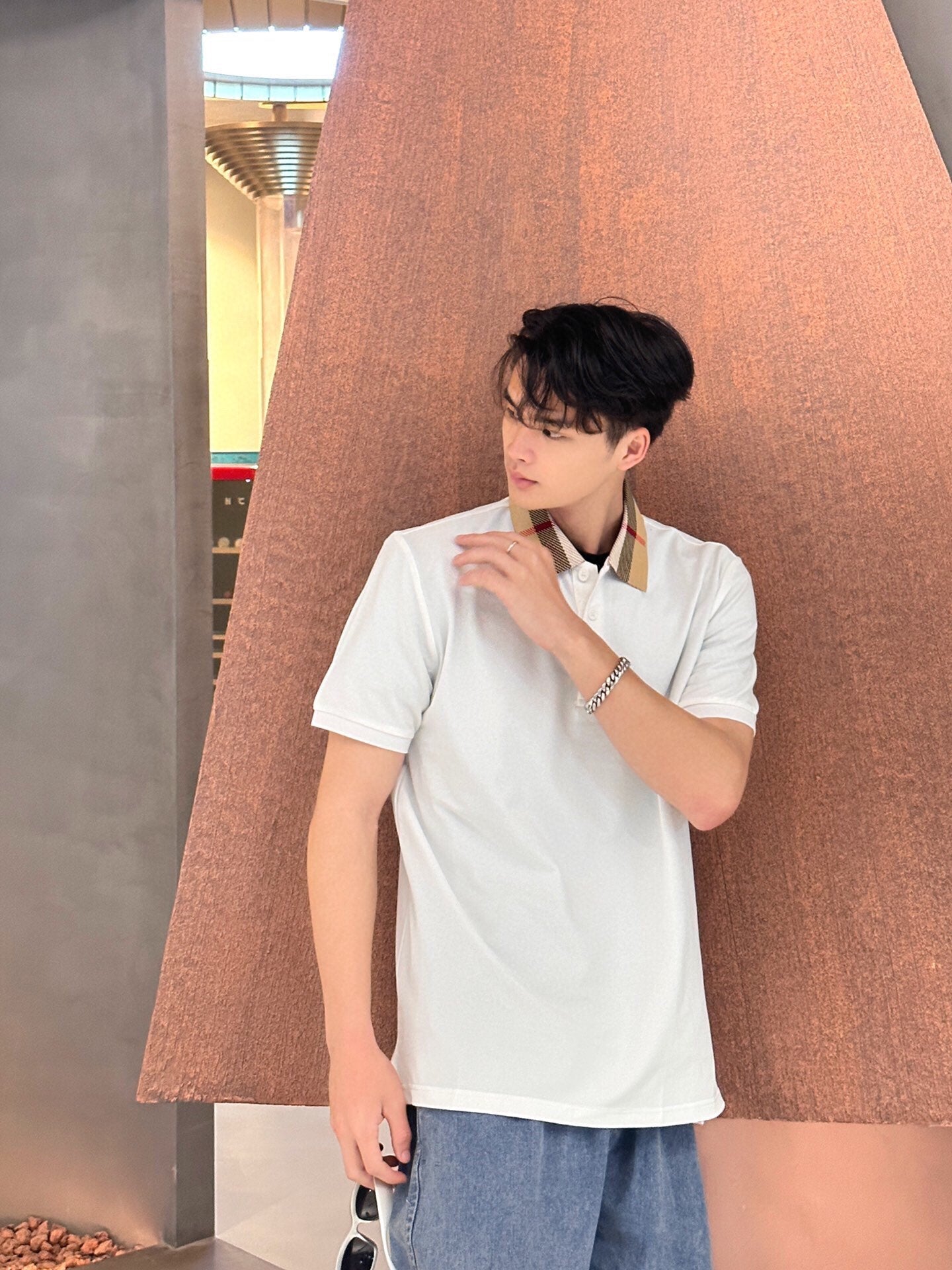 Burberry Check Collar Polo - White - Phantom Kicks