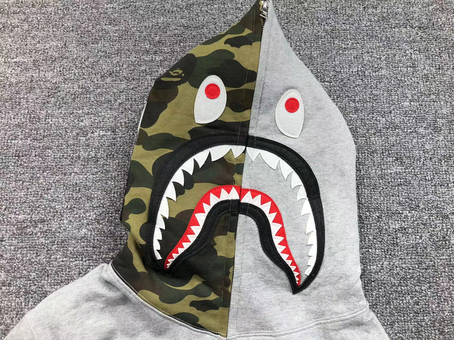 BAPE GREEN CAMO FULL ZIP HOODIE GREY - Phantom Kicks