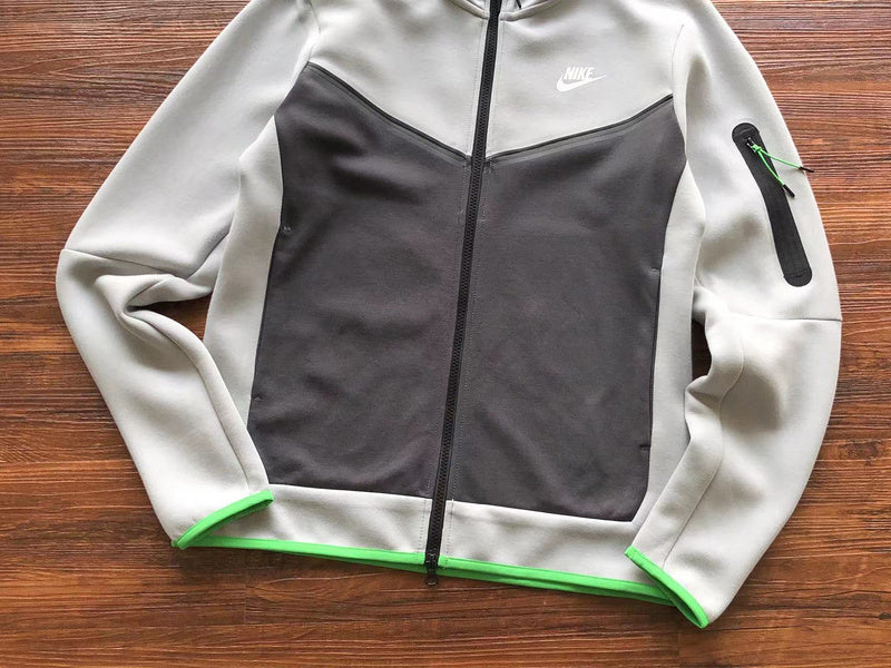 NIKE TECH FLEECE HOODIE x GREY/BLACK/GREEN - Phantom Kicks