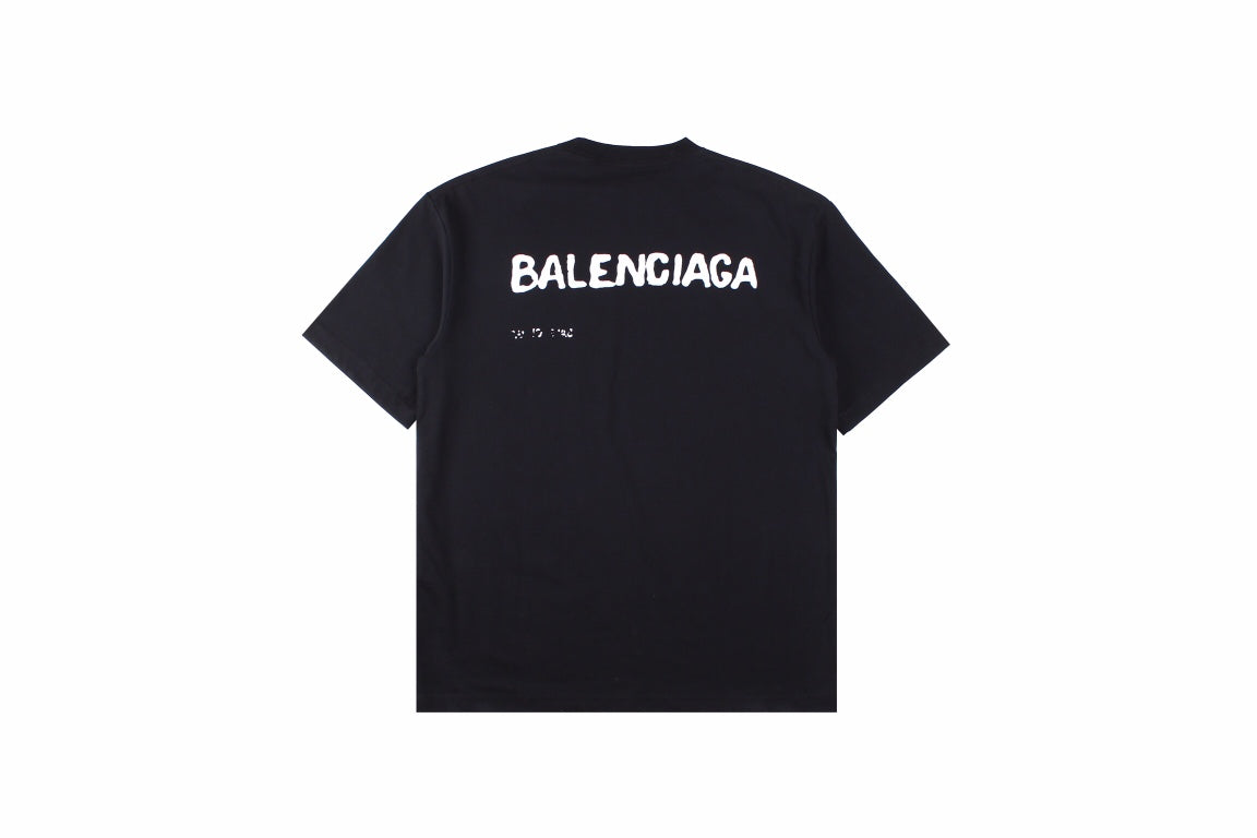 BALENCIAGA DISTRESSED LOGO T-SHIRT BLACK - Phantom Kicks
