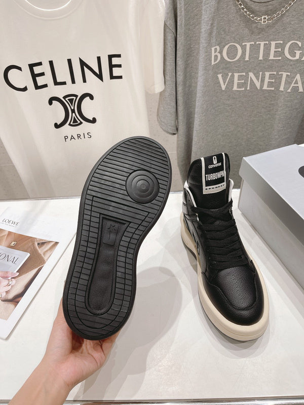 Rick Owens Black and White High-Top Sneakers - Phantom Kicks