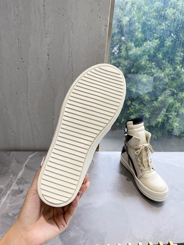 Rick Owens Geobasket Sneakers - Cream and Black - Phantom Kicks