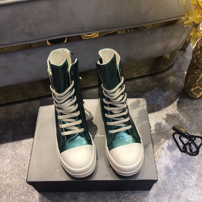 High-Top Metallic Green Leather Sneakers - Phantom Kicks
