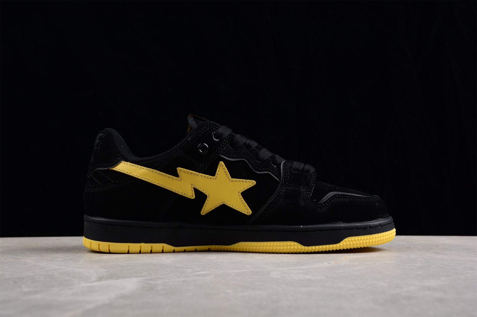 BAPE STA Low-Top Sneakers in Black and Yellow - Phantom Kicks