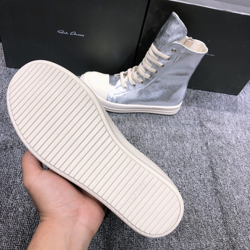 Rick Owens Metallic High-Top Sneakers - Phantom Kicks