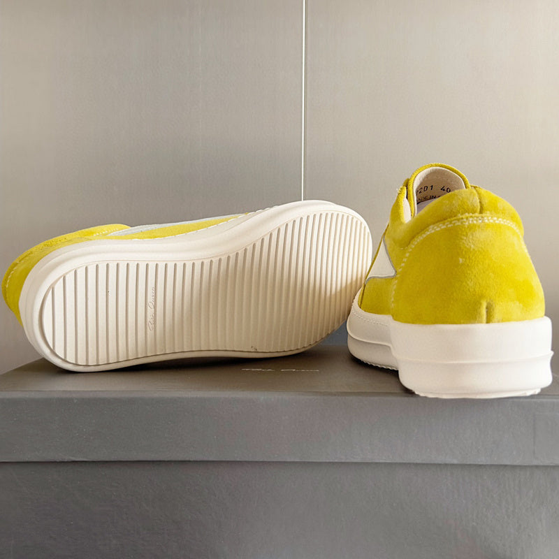 Rick Owens Yellow Suede Low-Top Sneakers - Phantom Kicks