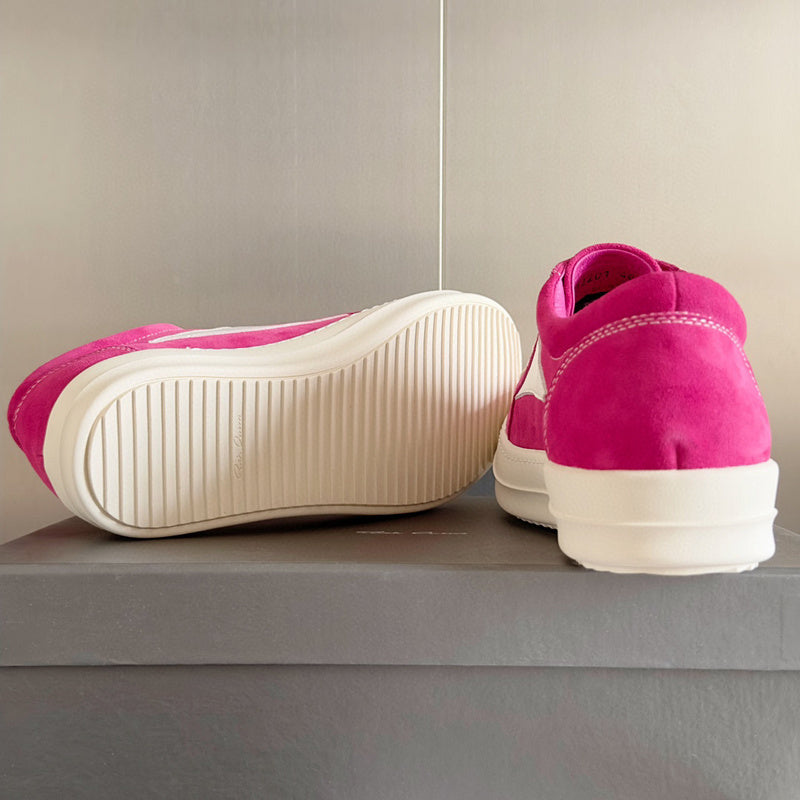 Rick Owens Pink Suede Low-Top Sneakers - Phantom Kicks
