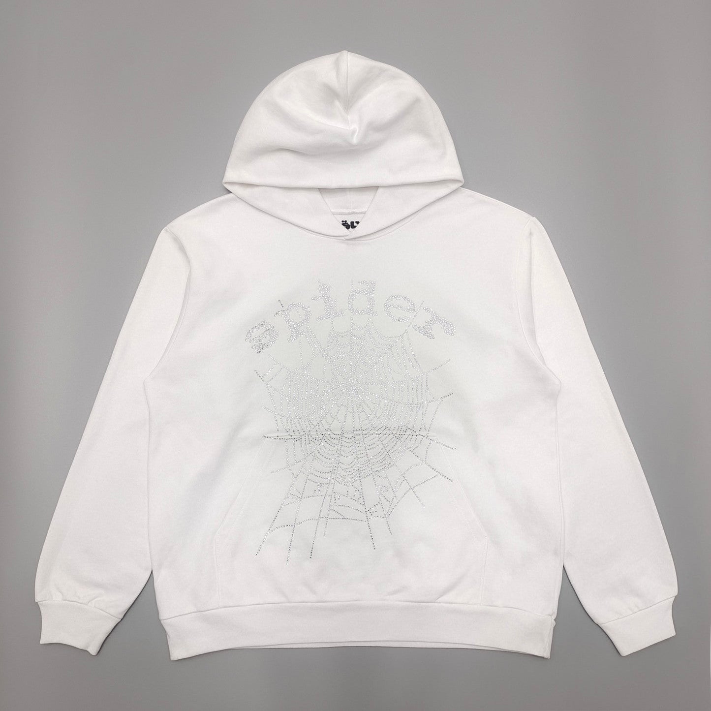SP5DER OG RHINESTONE LOGO HOODIE WHITE - Phantom Kicks