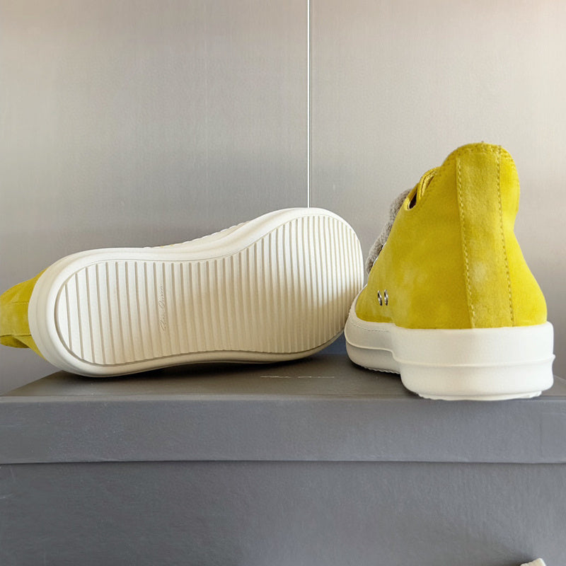 Rick Owens Yellow Suede Low-Top Sneakers - Phantom Kicks