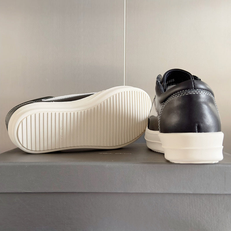 Rick Owens Black Leather and Suede Low-Top Sneakers - Phantom Kicks