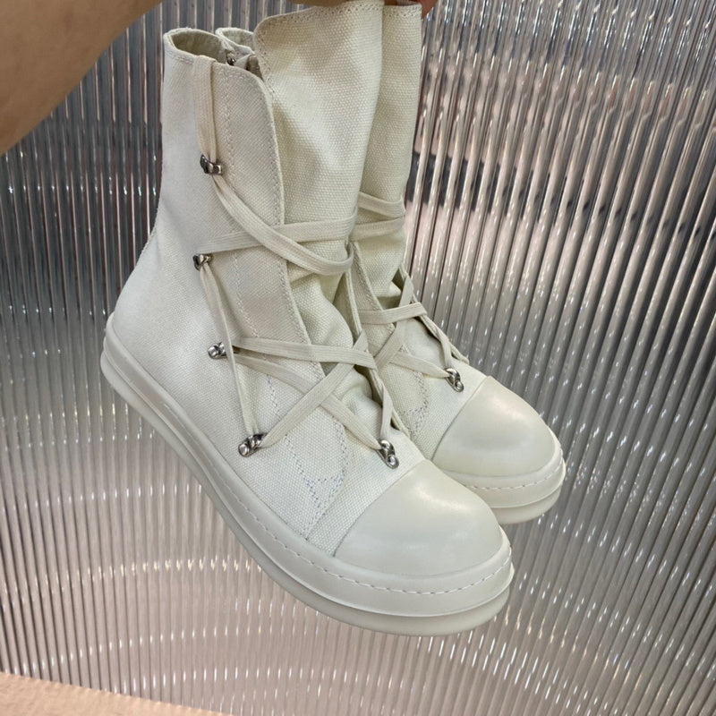 Rick Owens High-Top Canvas Boots - Cream - Phantom Kicks