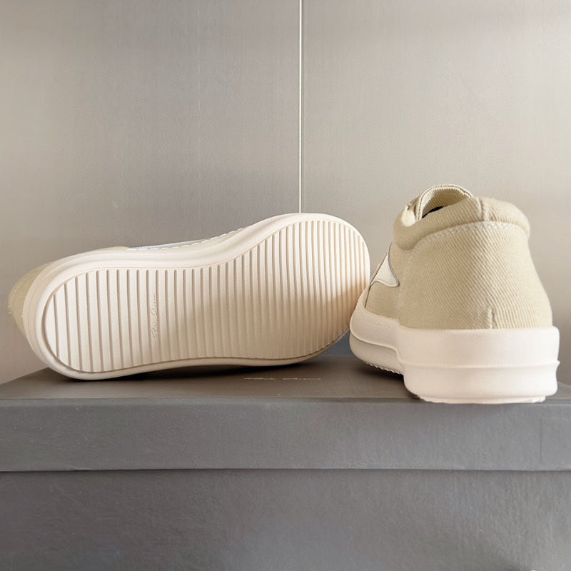 Rick Owens Beige Canvas Low-Top Sneakers - Phantom Kicks