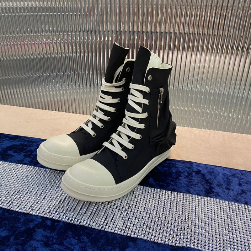 Rick Owens High-Top Nylon Boots - Black and White - Phantom Kicks