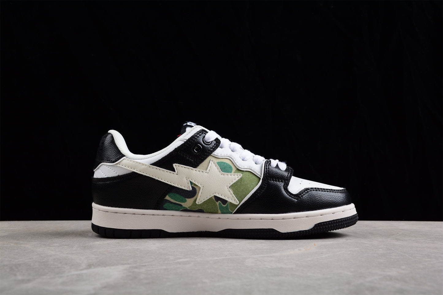 BAPE STA Low-Top Sneakers in Black, White, and Camo - Phantom Kicks