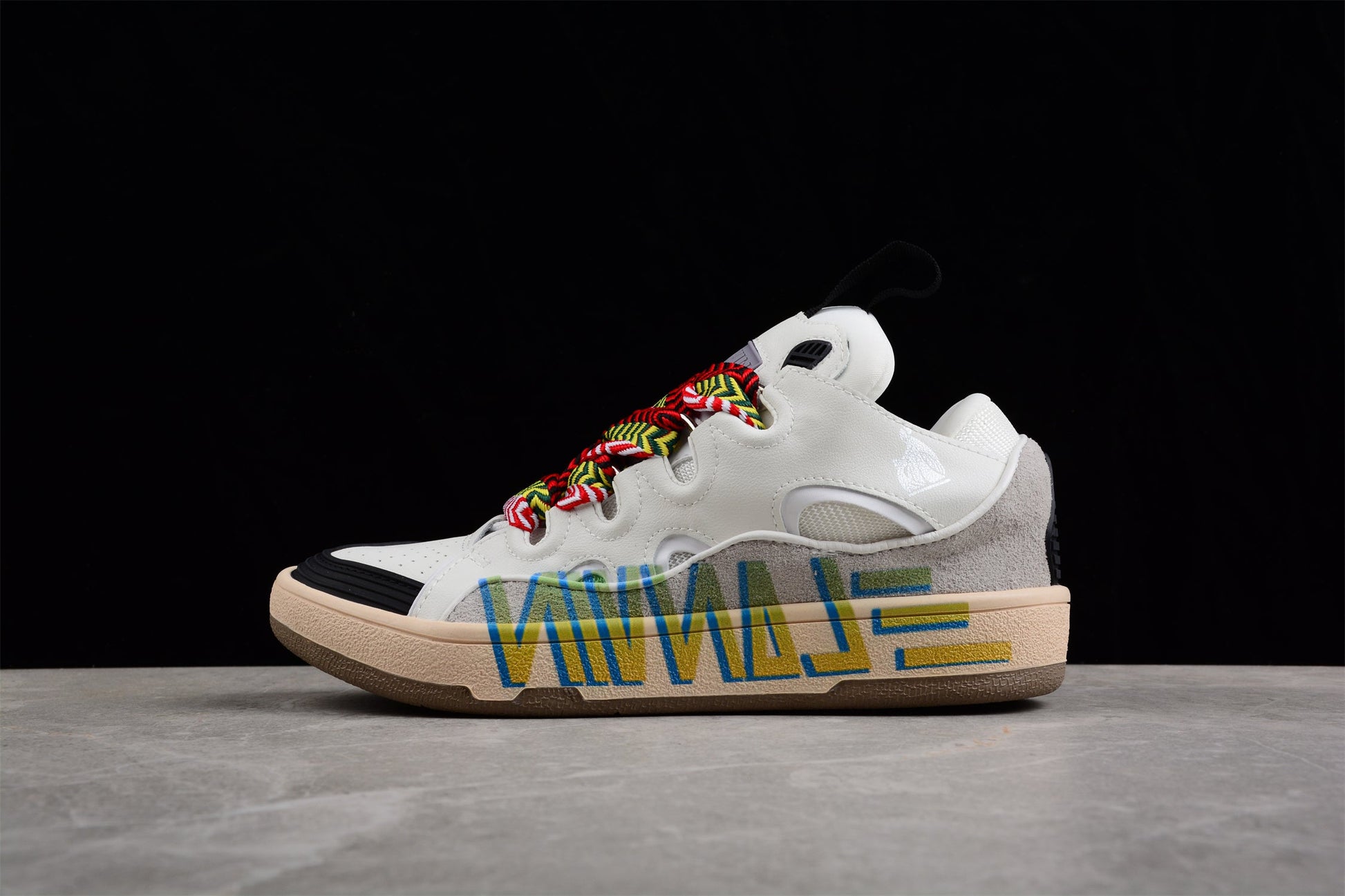 White Low Top Sneakers with Multicolor Laces - Phantom Kicks