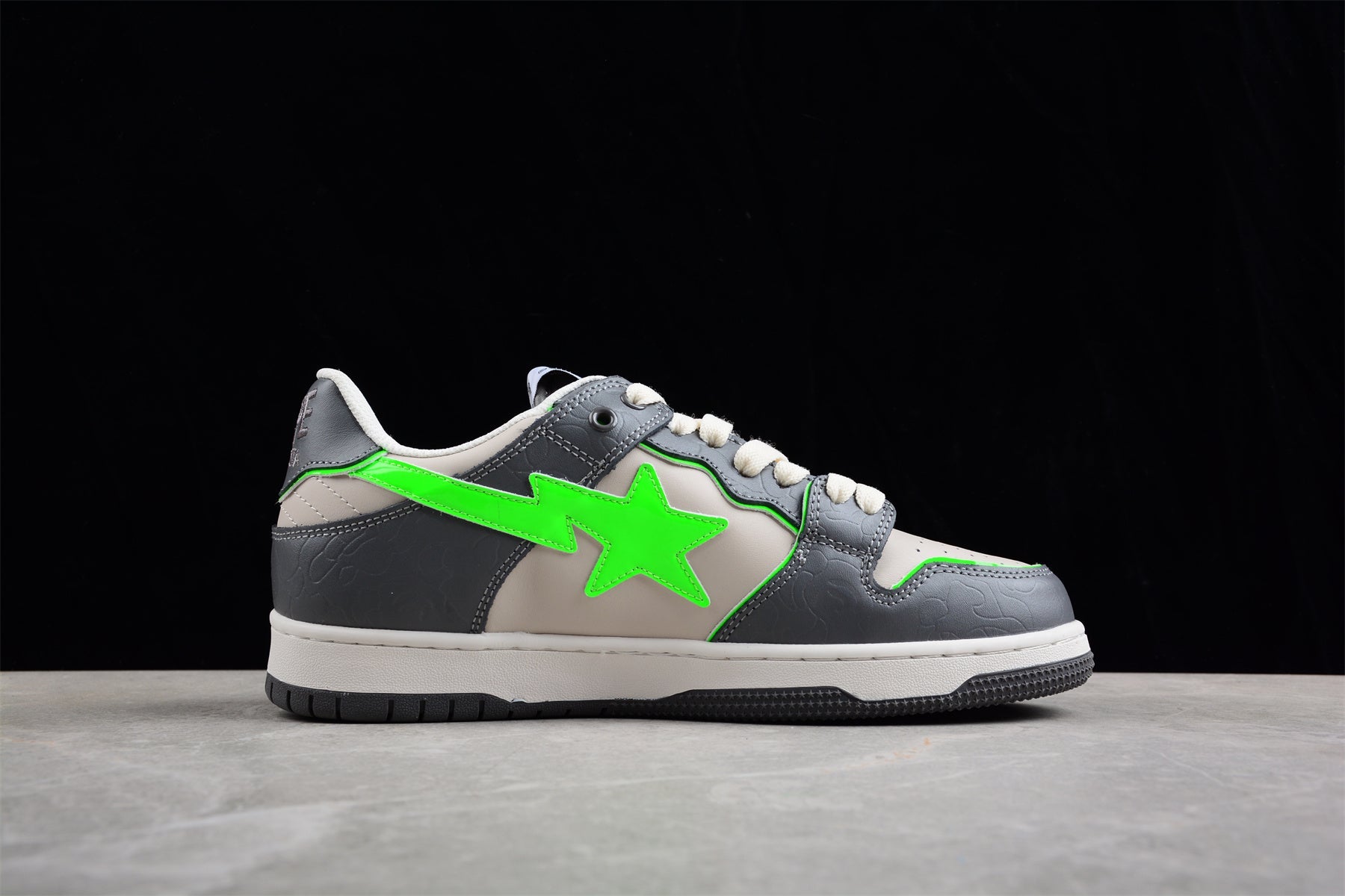 BAPE STA Low-Top Sneakers in Grey and Neon Green - Phantom Kicks