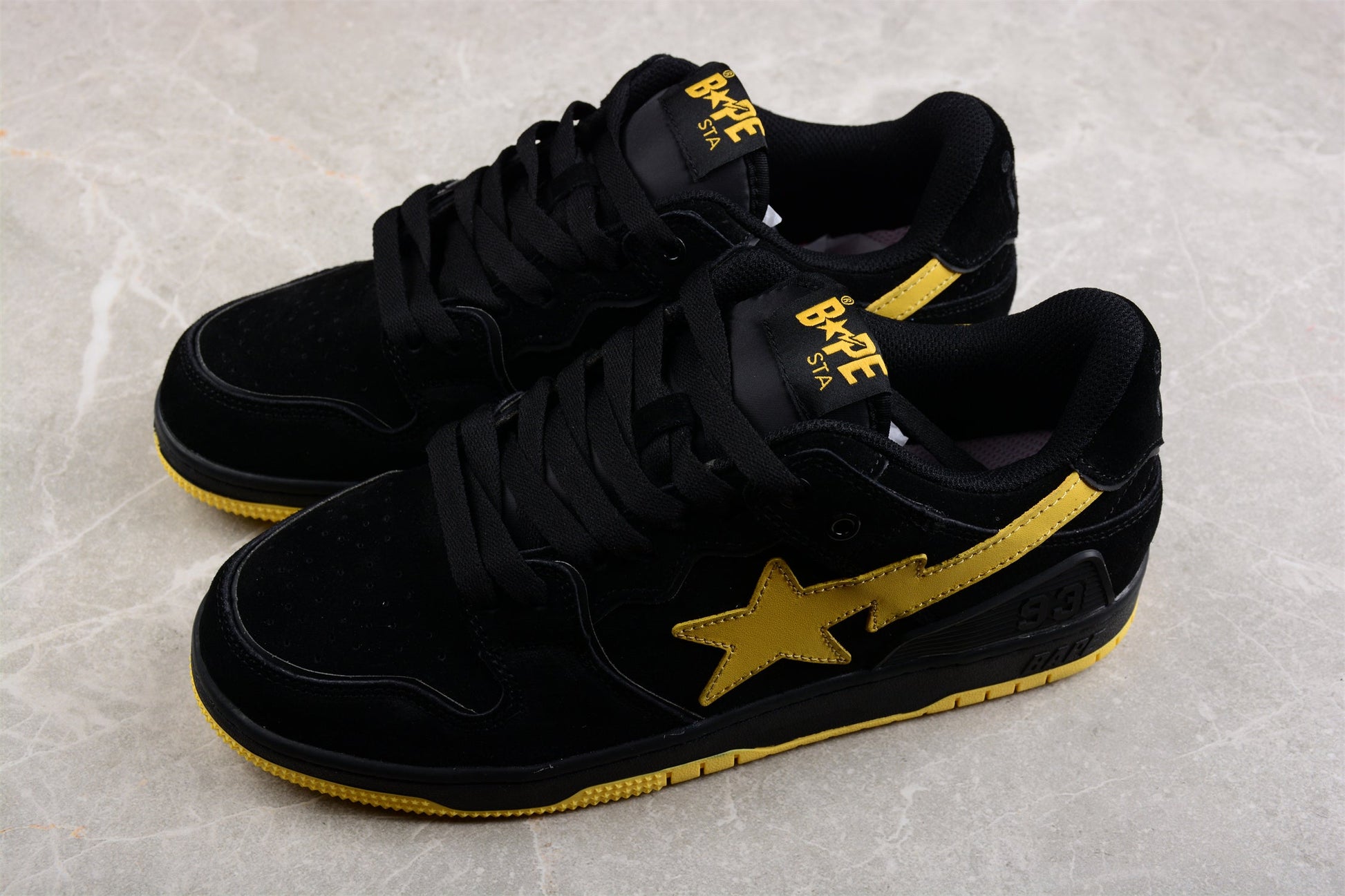 BAPE STA Low-Top Sneakers in Black and Yellow - Phantom Kicks