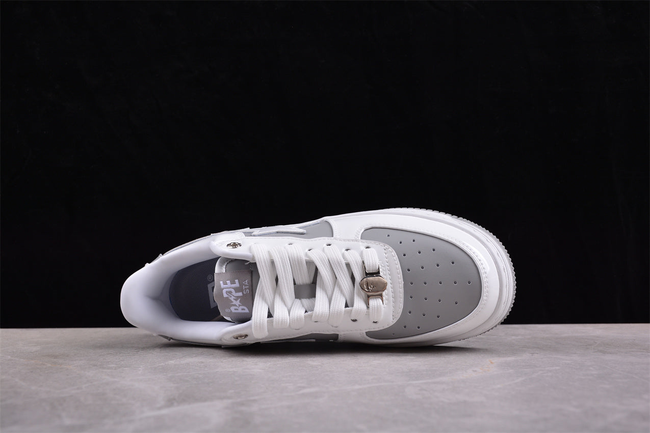 BAPE STA Low-Top Sneakers in White and Grey - Phantom Kicks