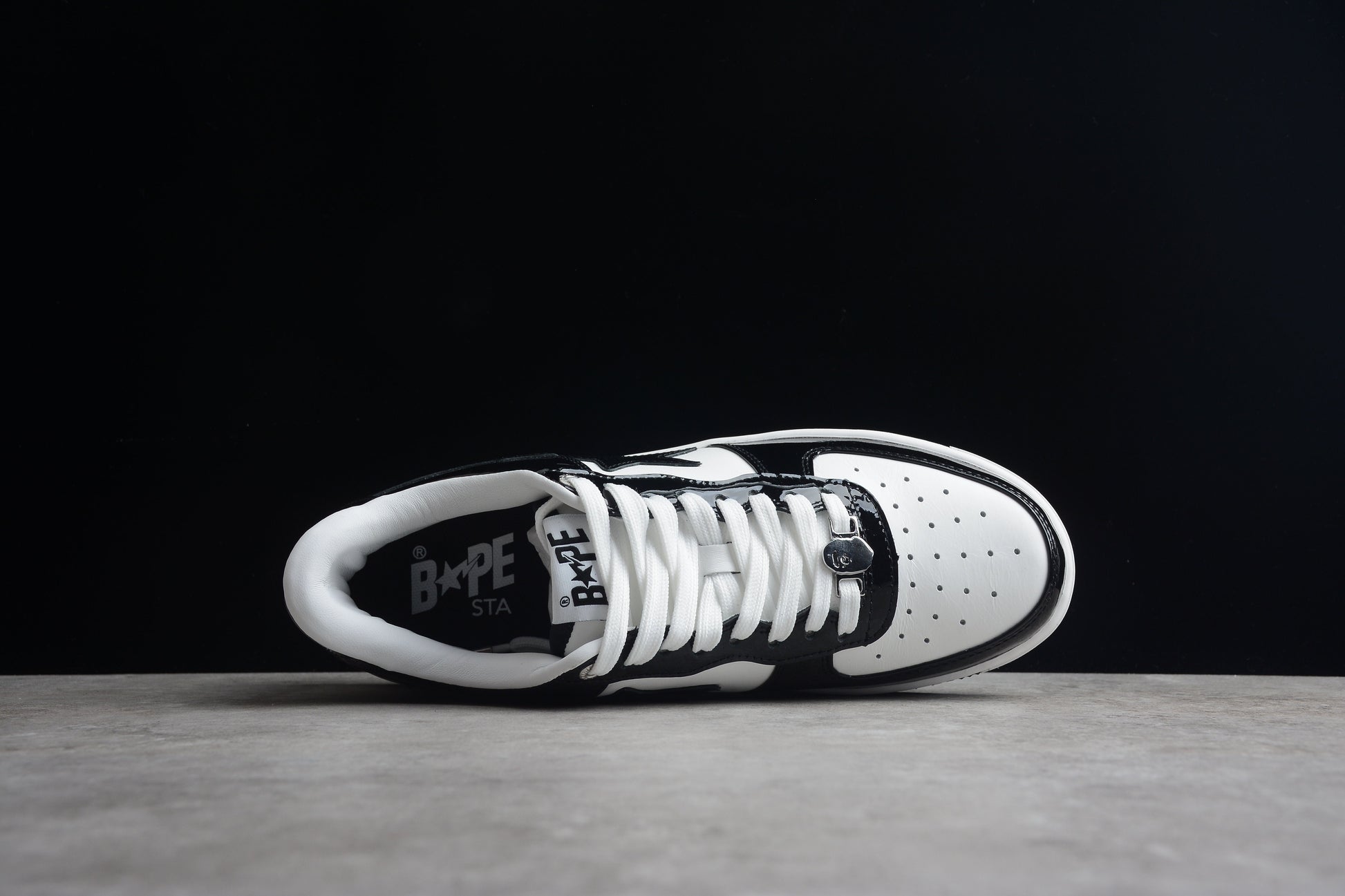BAPE STA Low-Top Sneakers in Black and White - Phantom Kicks