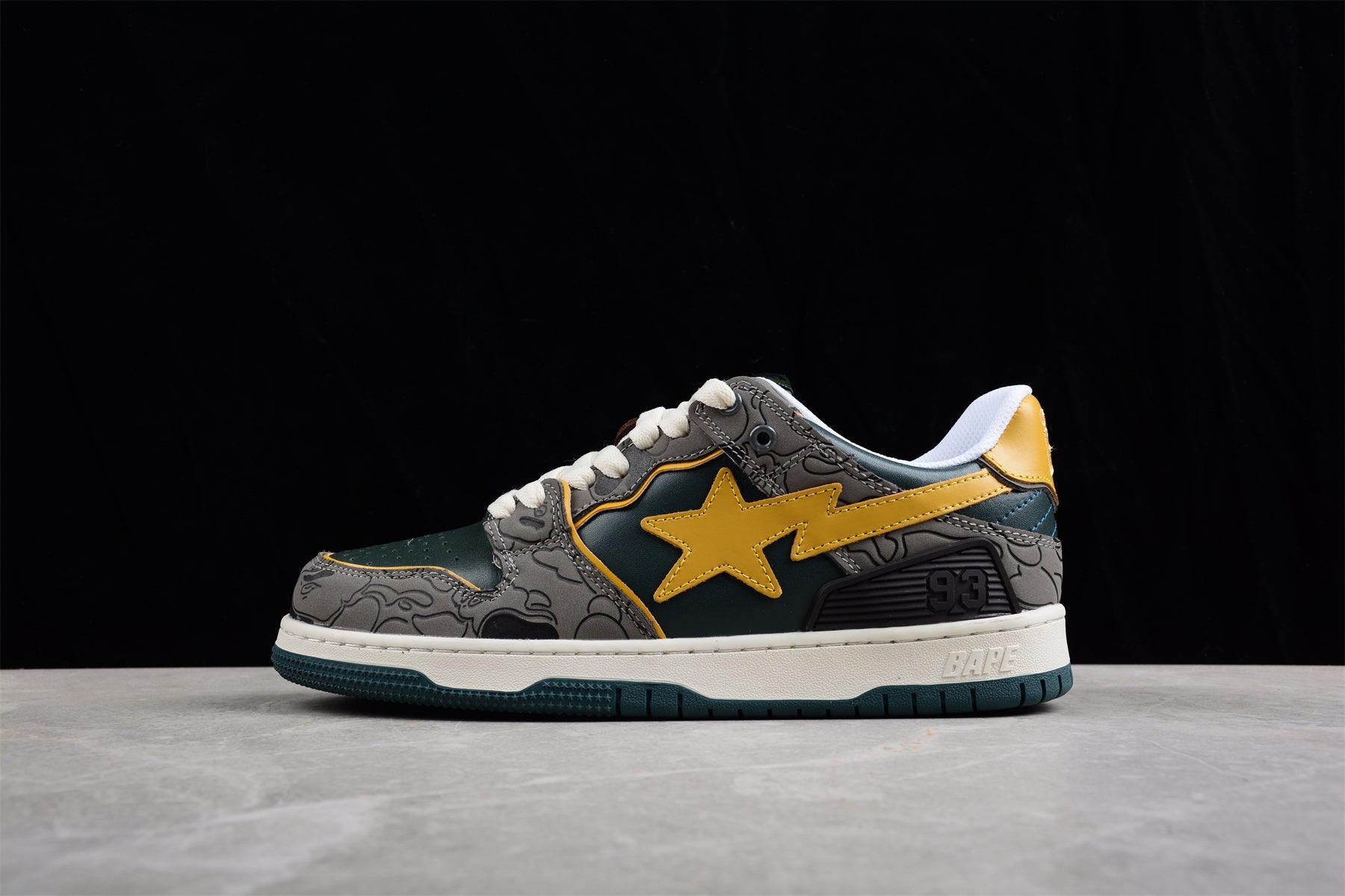 BAPE STA Low-Top Sneakers in Green and Yellow - Phantom Kicks