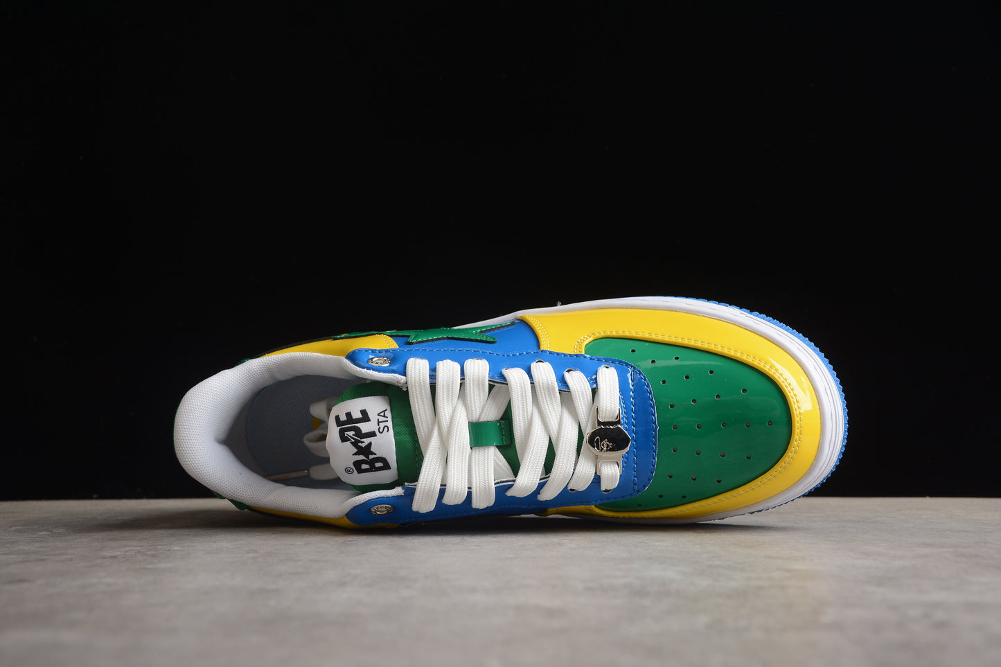 BAPE STA Low-Top Sneakers in Green, Blue, and Yellow - Phantom Kicks