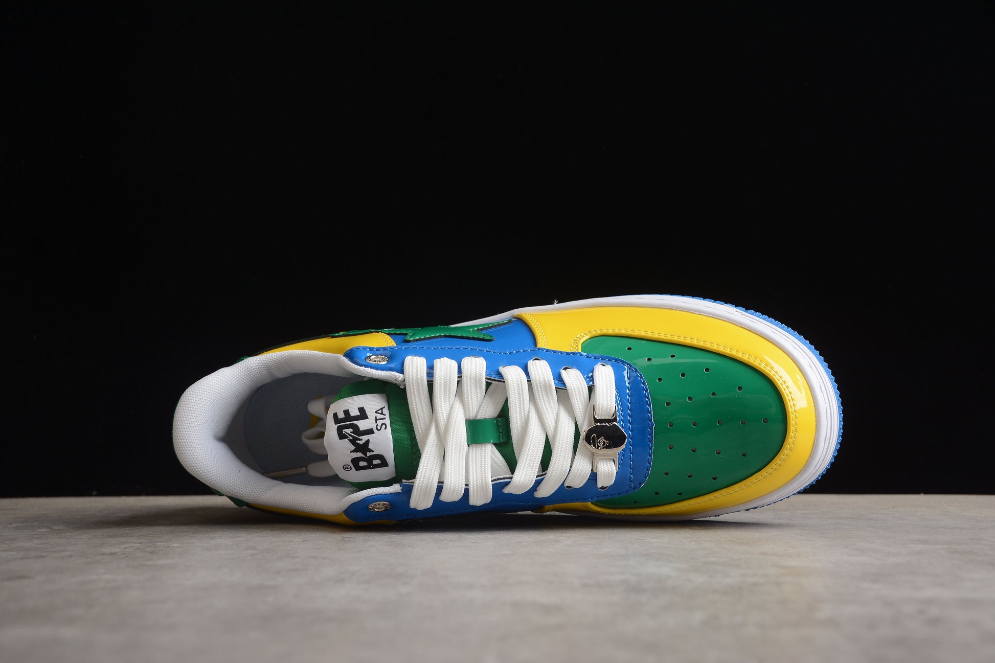 BAPE STA Low-Top Sneakers in Green, Blue, and Yellow - Phantom Kicks