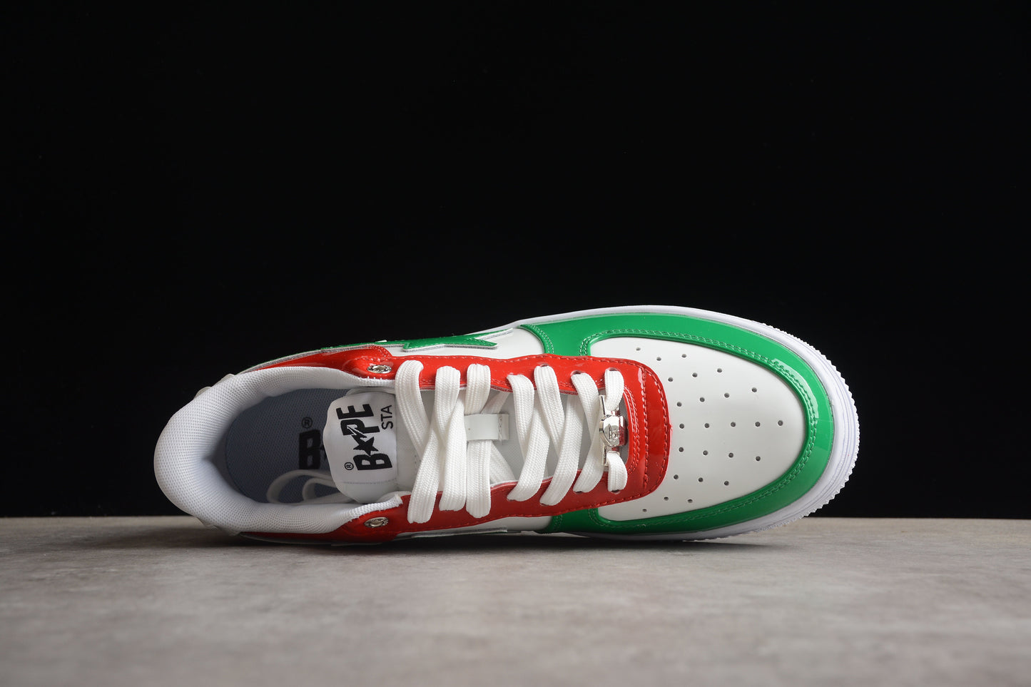 BAPE STA Low-Top Sneakers in Red, Green, and White - Phantom Kicks