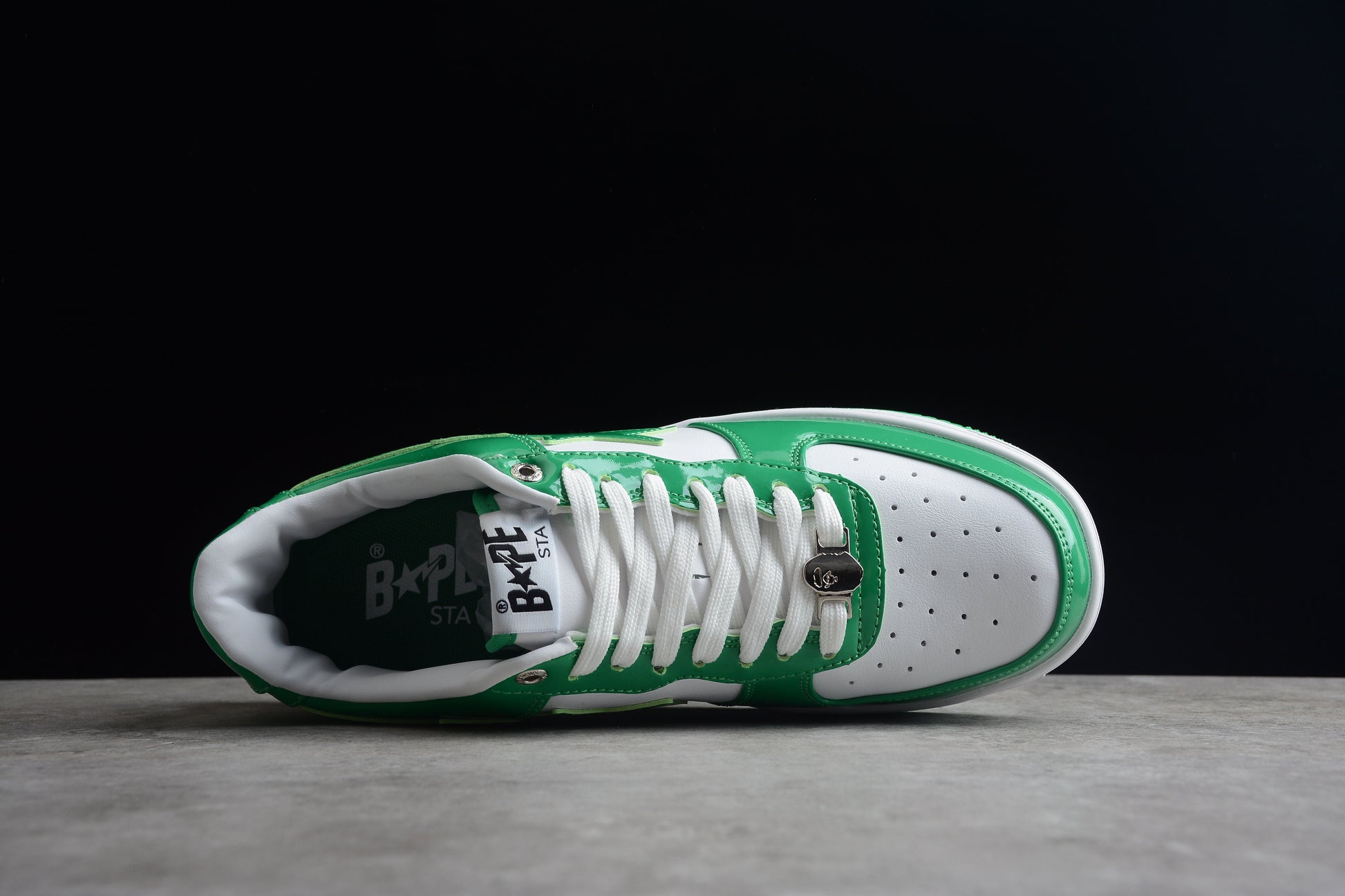 BAPE STA Low-Top Green and White Sneakers - Phantom Kicks
