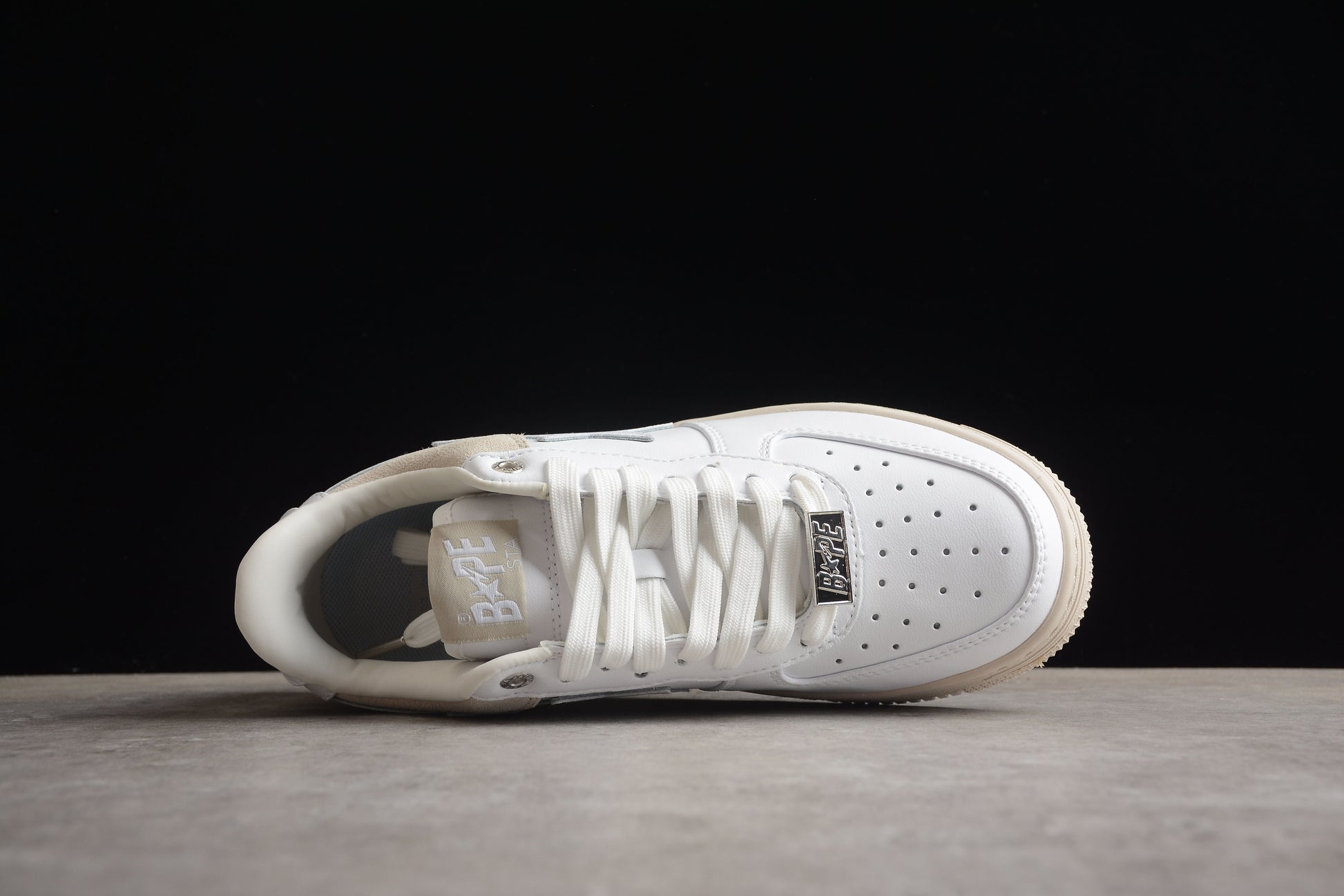 BAPE STA Low-Top Sneakers in White and Cream - Phantom Kicks