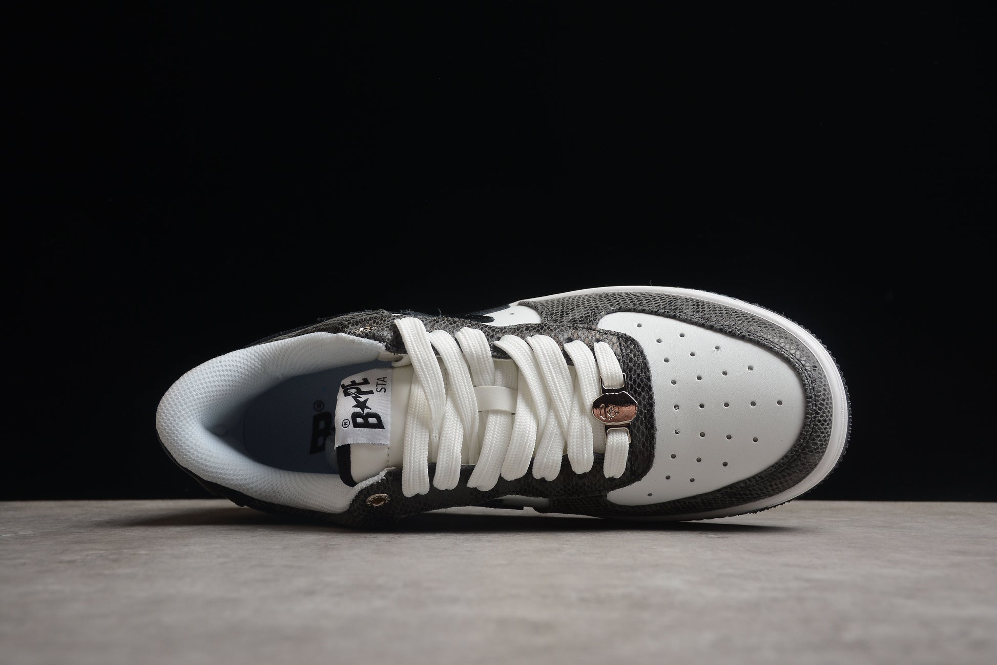 BAPE STA Low-Top Sneakers with Black Snakeskin Pattern - Phantom Kicks