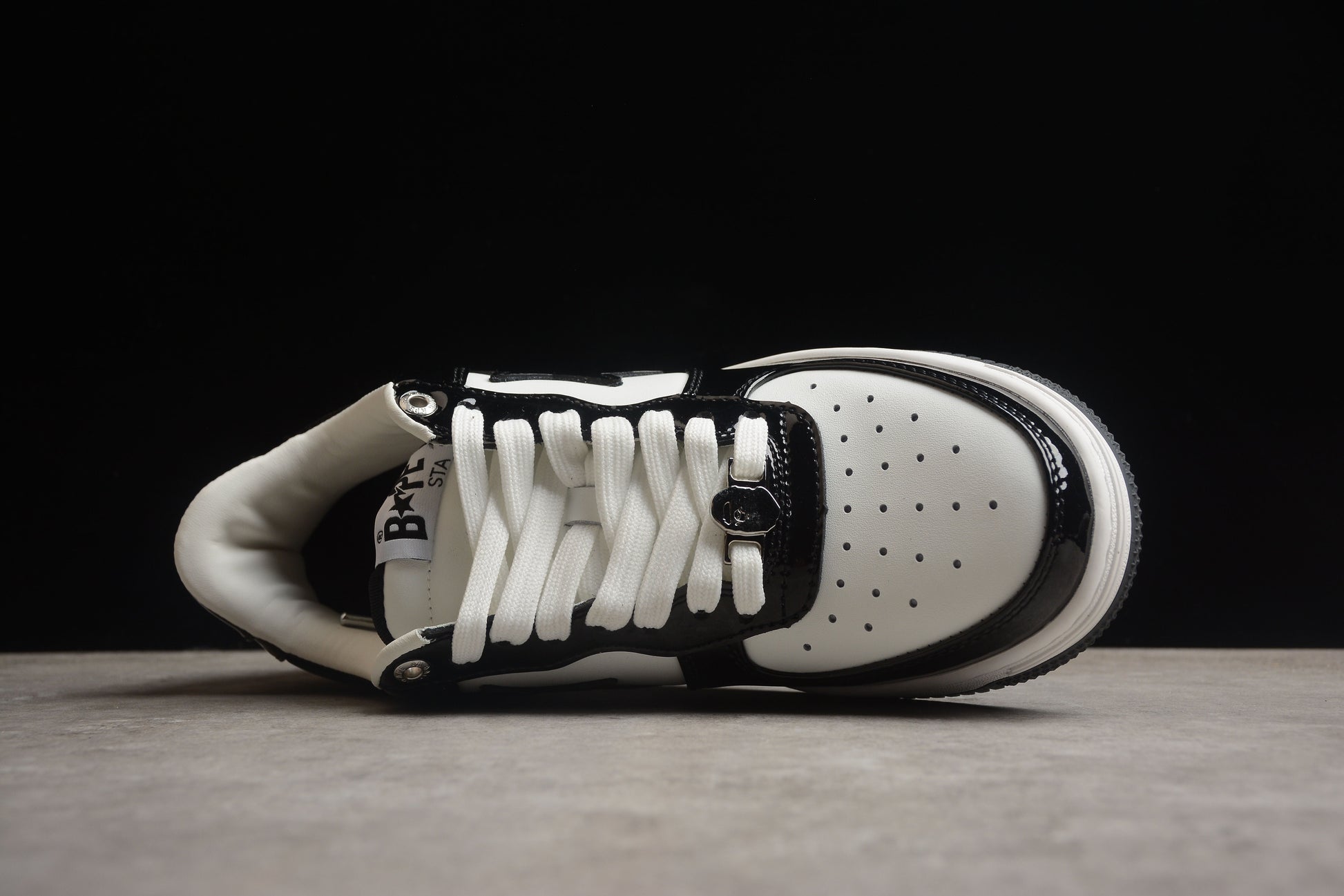 BAPE STA Low-Top Sneakers in Black and White - Phantom Kicks