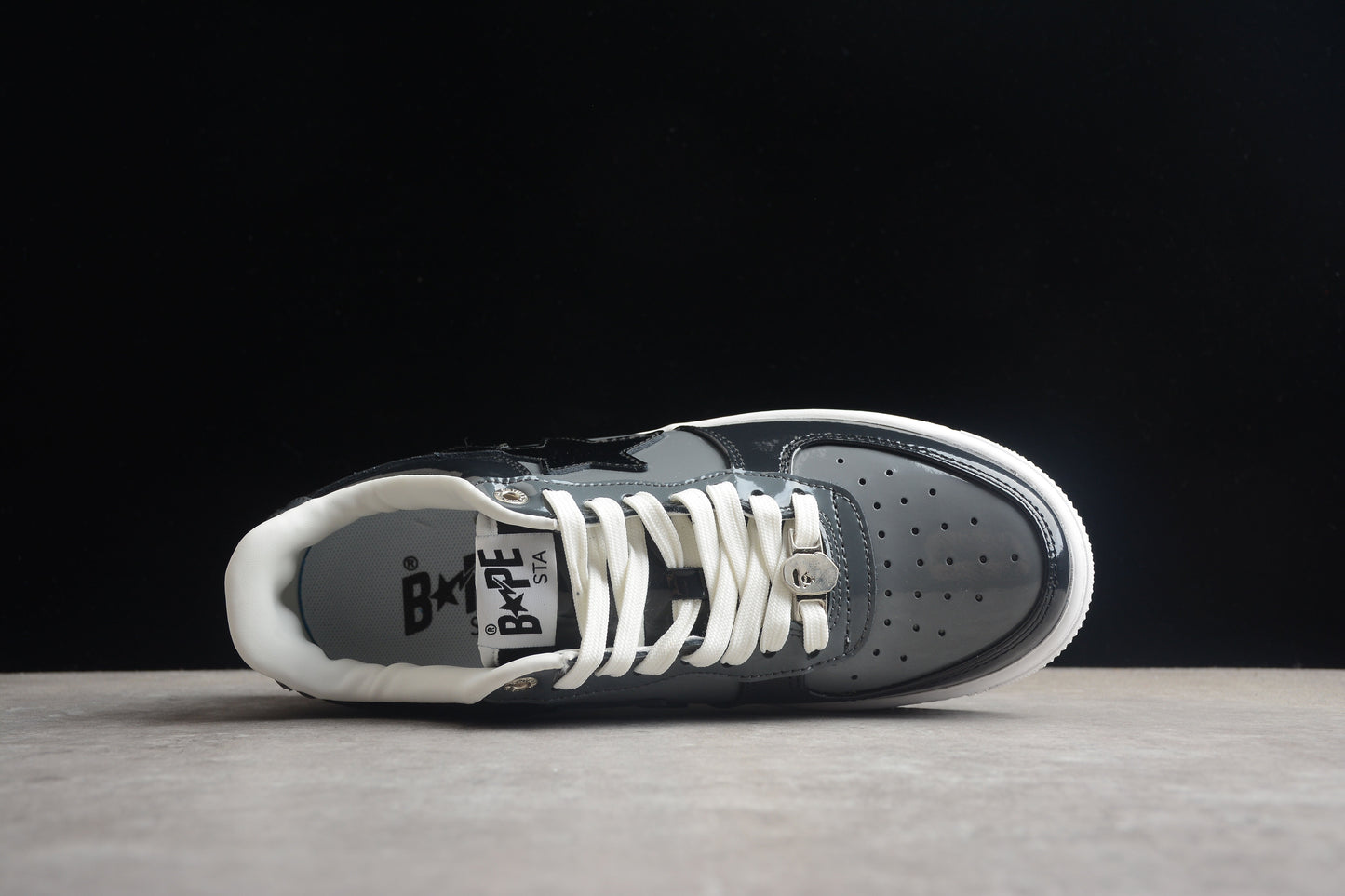 BAPE STA Black Patent Leather Low-Top Sneakers - Phantom Kicks